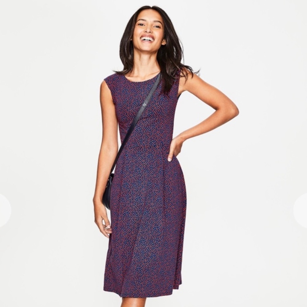 BODEN Marina Jersey Midi Dress Floral Red Blue 10 L